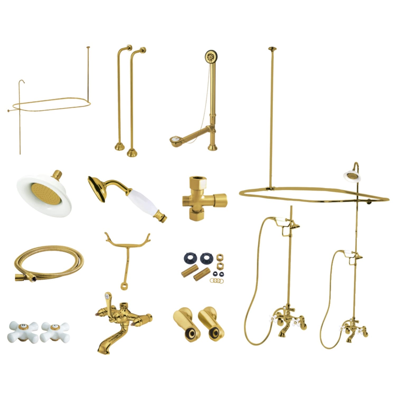 Vintage Clawfoot Tub Faucet Package with Shower Enclosure On Sale