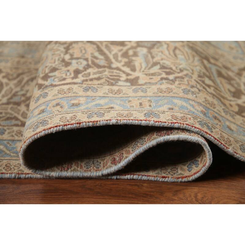 Hand Knotted Oriental 100% Wool Carpet Traditional Floral Peach Kashan Area Rug - 12' 10'' X 9' 4''