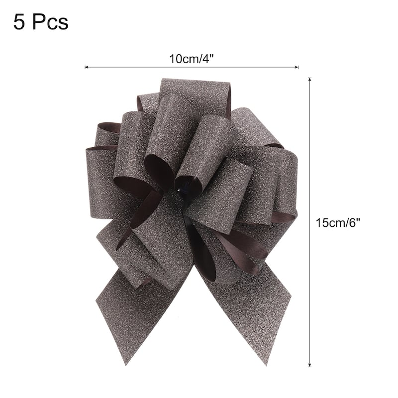 5pcs 7 Inch Large Pull Bow Gift Wrapping Big Pull Bows Ribbon - Coffee - 4 Inch
