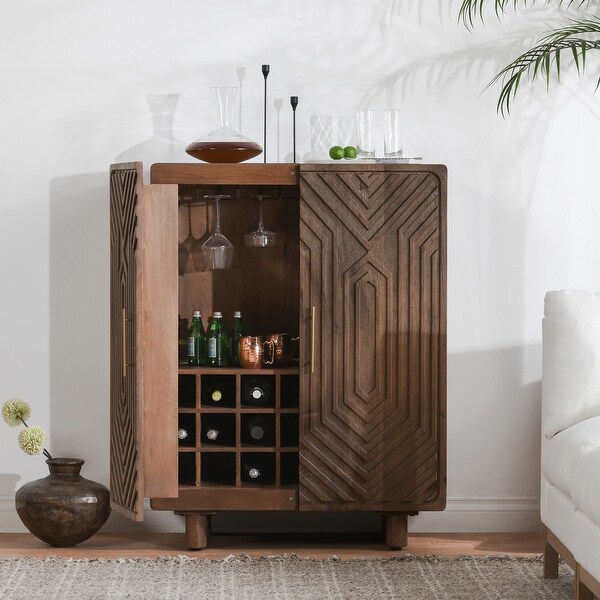 Mango wood sales bar cabinet