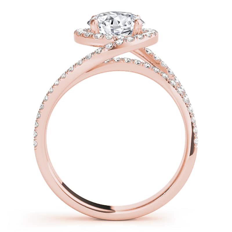 Auriya 14k Rose Gold Lab Grown Round Diamond Halo Engagement Ring 0.50 to 5.00 ct. tw. (F-G VS)
