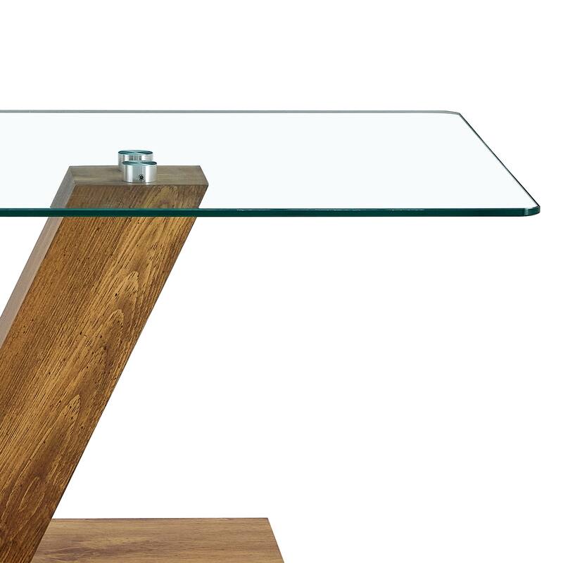 43.3" Modern Rectangular Coffee Table with MDF Pillars and Stable Base for Living Room
