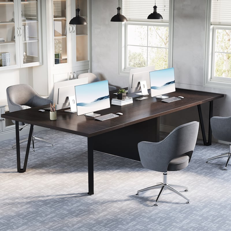 8FT Conference Table, 94.48" L x 47.24" W x 29.52" H Conference Room Meeting Seminar Table with Grommet Power Hub - N/A