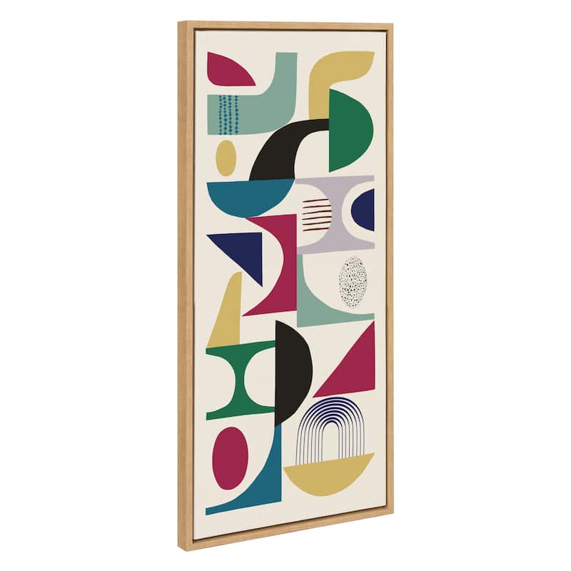 Kate and Laurel Sylvie MCM Pattern 02 Framed Canvas by Rachel Lee of My Dream Wall - 18x40 - Brown