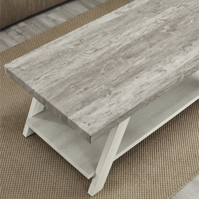 Roundhill Furniture The Gray Barn Cedar Ridge Contemporary Replicated Wood Shelf Coffee Table