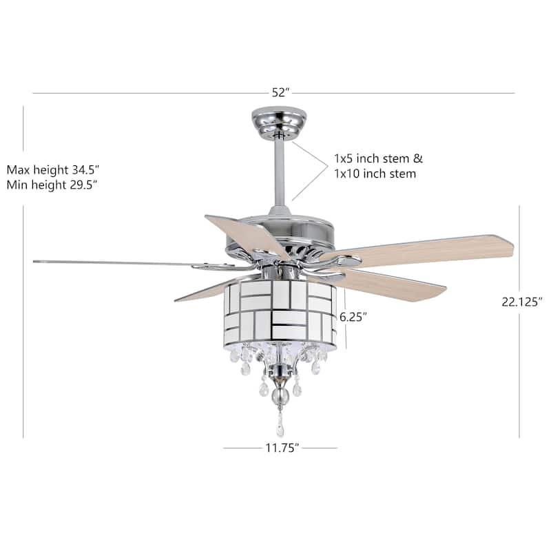 SAFAVIEH Lighting Luetta 52-inch Led Ceiling Light Fan (with Remote) - 52" W x 52" L x 21.25"-26.25" H