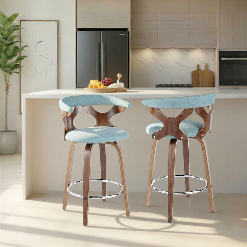 Carson Carrington Viby Fixed-Height Counter Stool with Bent Wood Legs & Round Footrest (Set of 2)