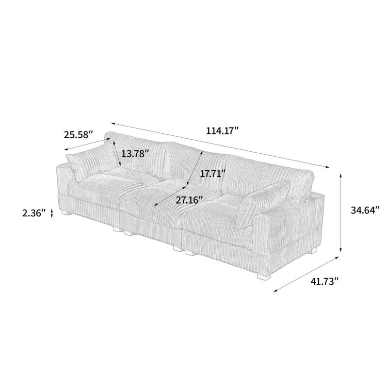 Plush Flannel Modular Sectional Sofa for Living Room