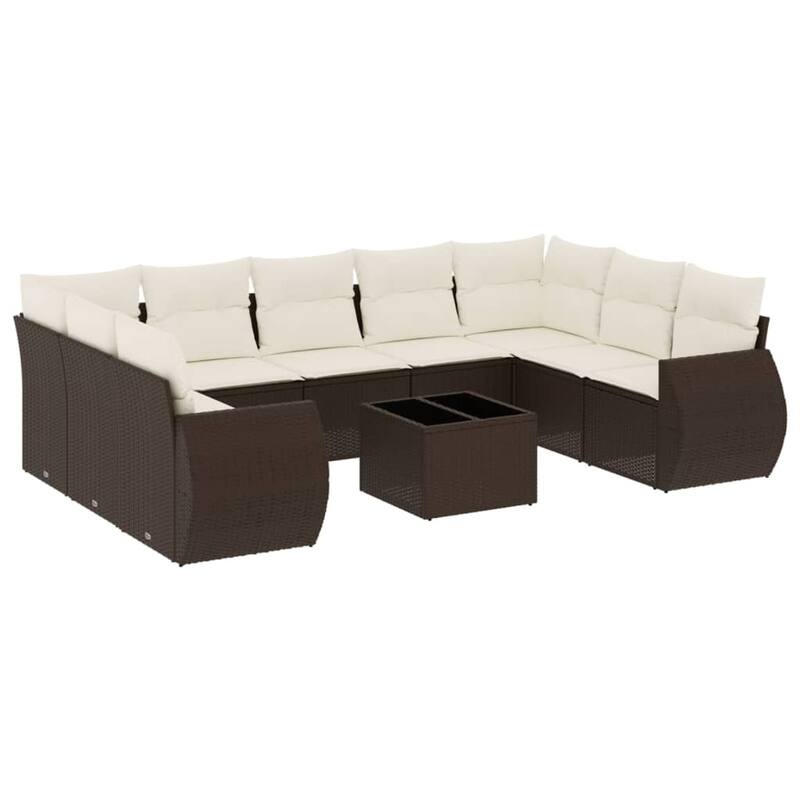 vidaXL Patio Sofa Set with Cushions Outdoor Conversation Furniture Poly Rattan
