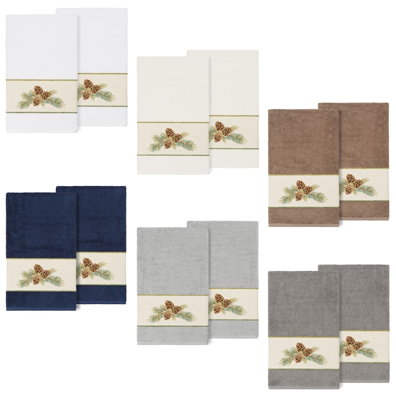 Authentic Hotel and Spa 100% Turkish Cotton Pierre 2PC Embellished Bath Towel Set