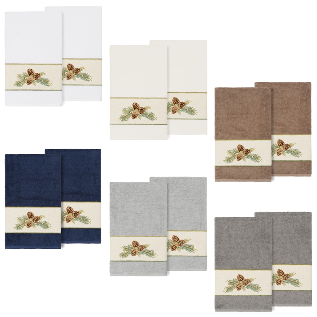 Authentic Hotel and Spa 100% Turkish Cotton Pierre 2PC Embellished Bath Towel Set