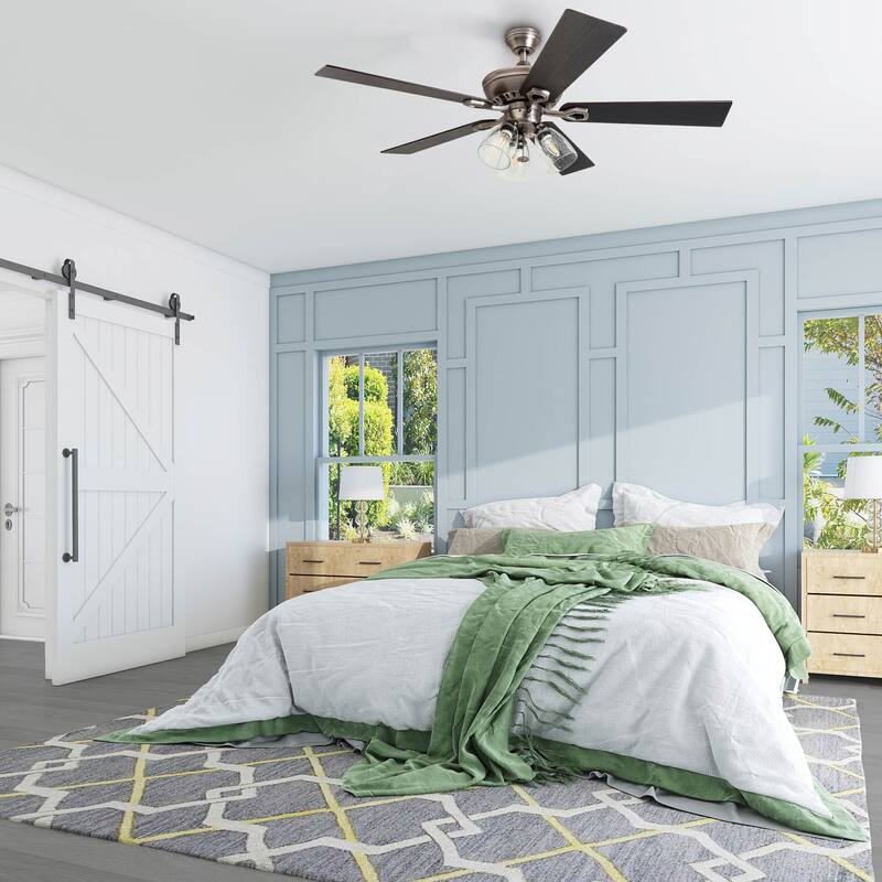 The Gray Barn Grumio Antique Pewter 52-inch Ceiling Fan with 5 Barnwood Blades
