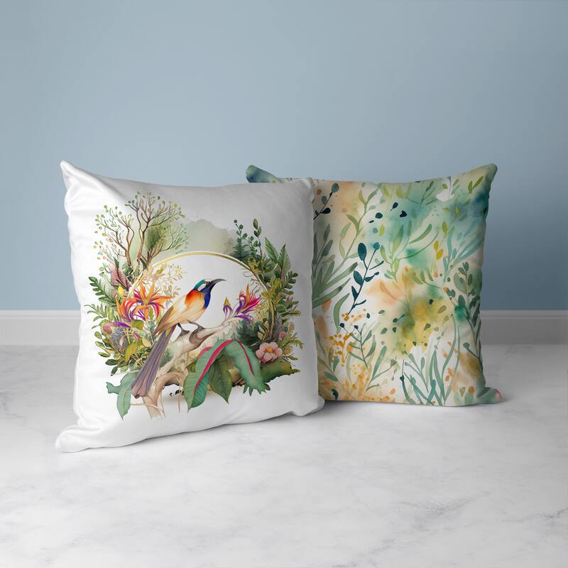 Winged Flora Fusion Faux Suede Reversible Throw Pillow White and Multi
