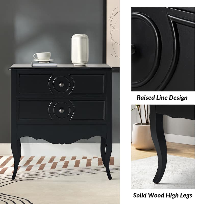 Sidney Traditional 3-Drawer Nightstand with Built-In Outlets and USB by HULALA HOME