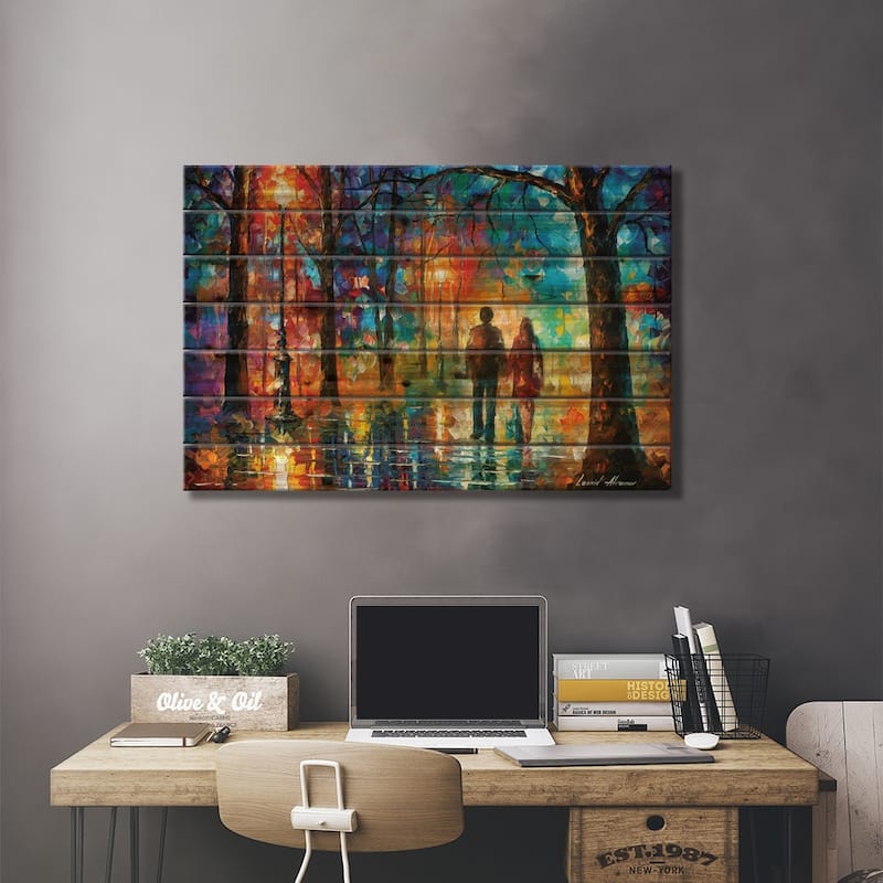 Love In The Air Print On Wood by Leonid Afremov - Multi-Color