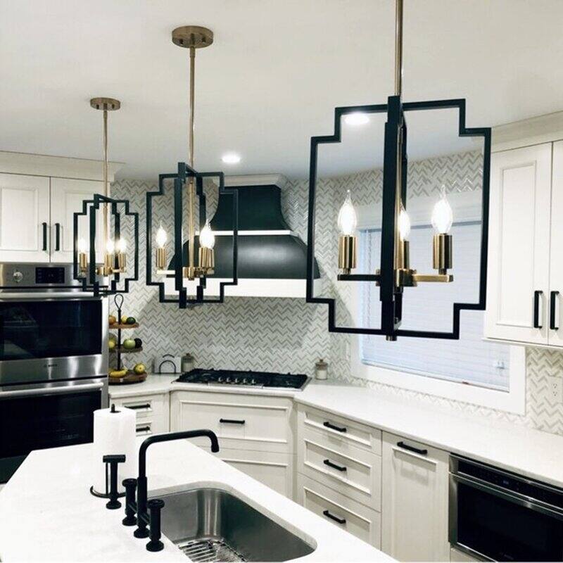 Maxax 3 - Light Chandelier with Wrought Iron Accents - Black&Gold