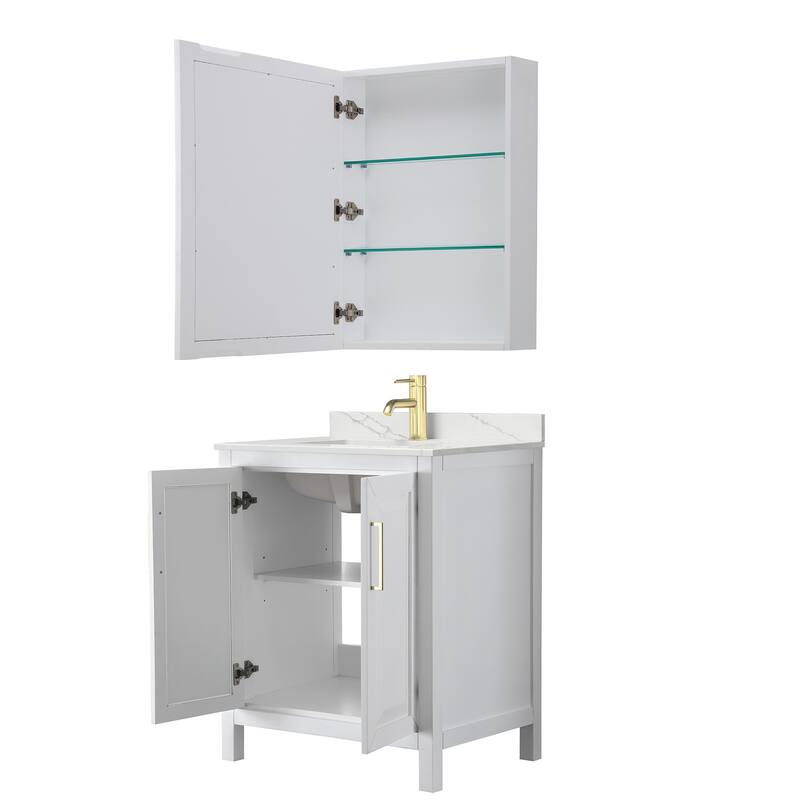 Daria 30-inch Single Vanity, Single Hole Quartz Top, Med Cabinet