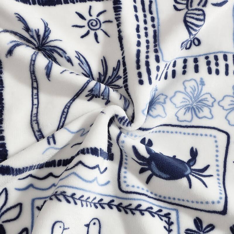 Nautica Plush Fleece Reversible Throw Blanket