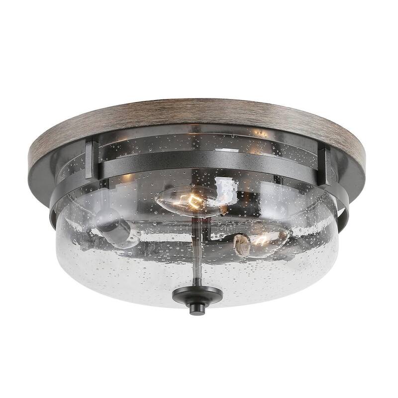 Modern Farmhouse 3-Light Drum Flush Mount Lights Glass Ceiling Light - D13.5"xH6.5"