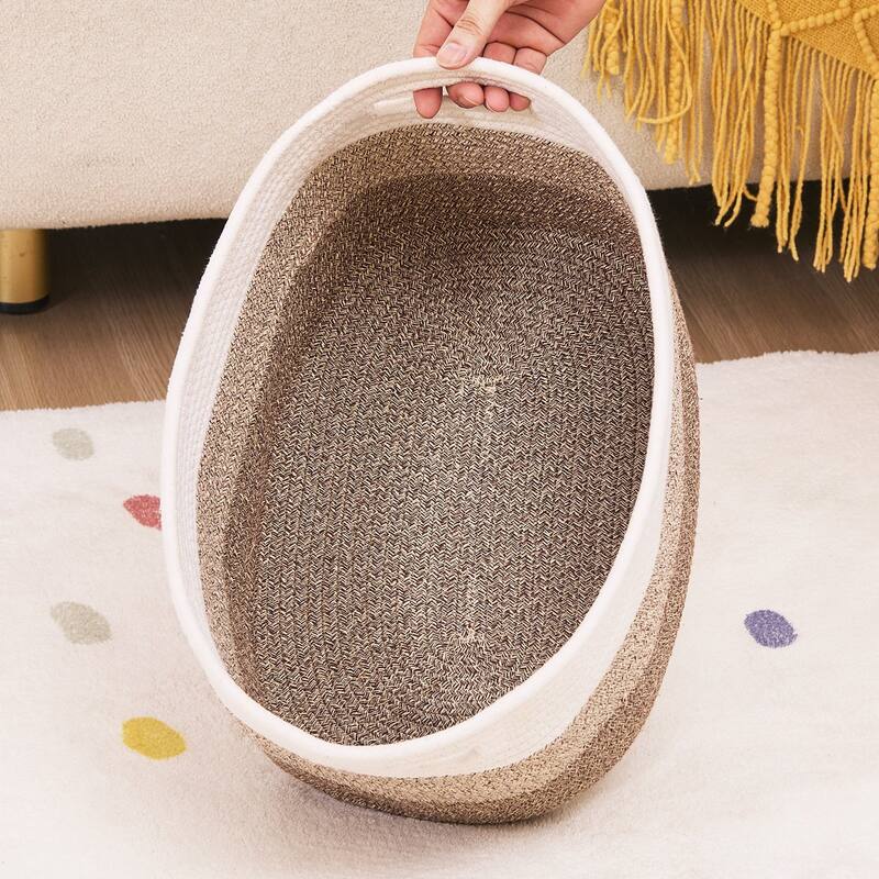 Cotton Rope Storage Baskets Set of 3 Woven Organizers for Home Use - 15 x 10 x 9 in