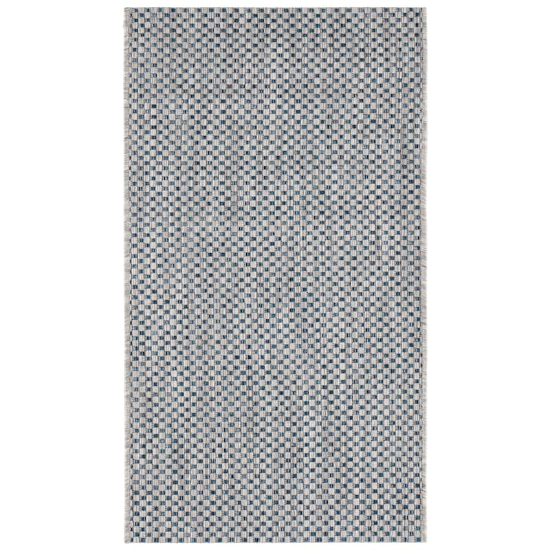 SAFAVIEH Courtyard Begajeta Indoor/Outdoor Waterproof Patio Backyard Rug. - 2' x 3'7" - Grey/Navy