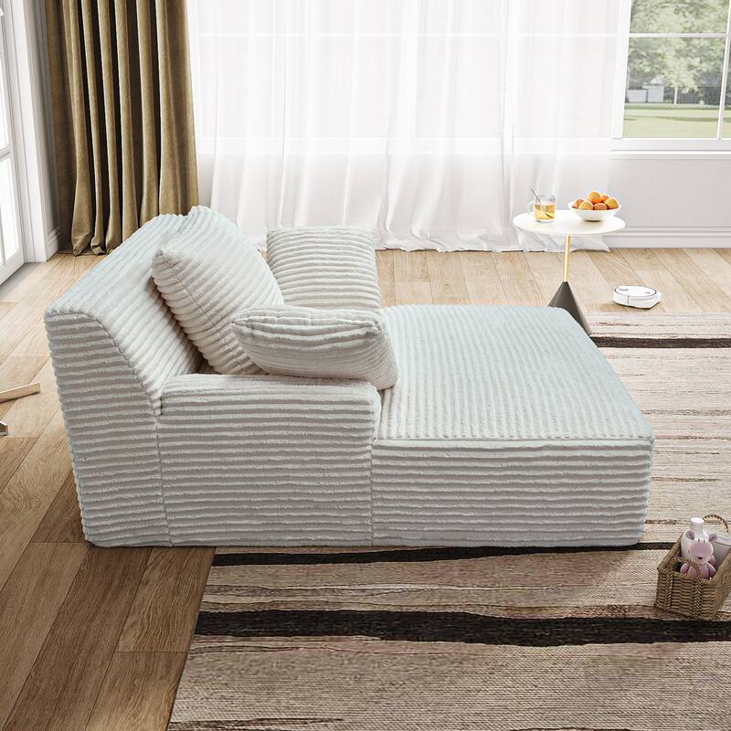 Chaise Lounge Chair, Oversized Fluffy Sleeper Sofa Couch, Sofa Bed Recliner Chair for Living Room - White