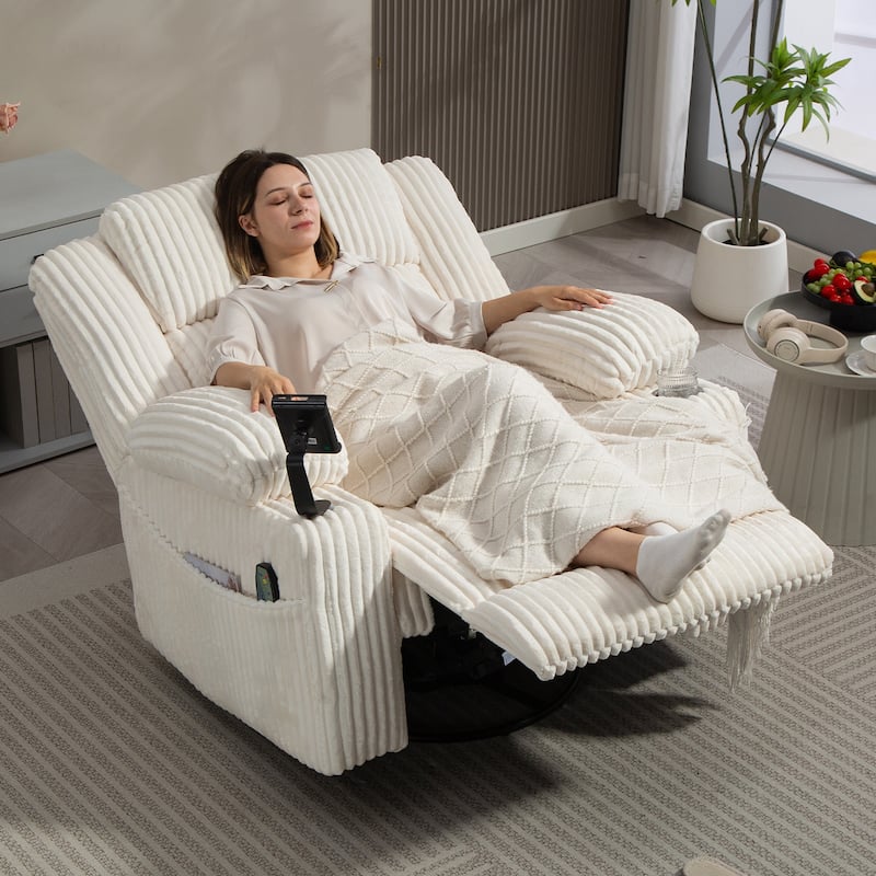 Oversized 270° Swivel Rocker Recliner Chair with Adjustable Headrest & Infinite Position