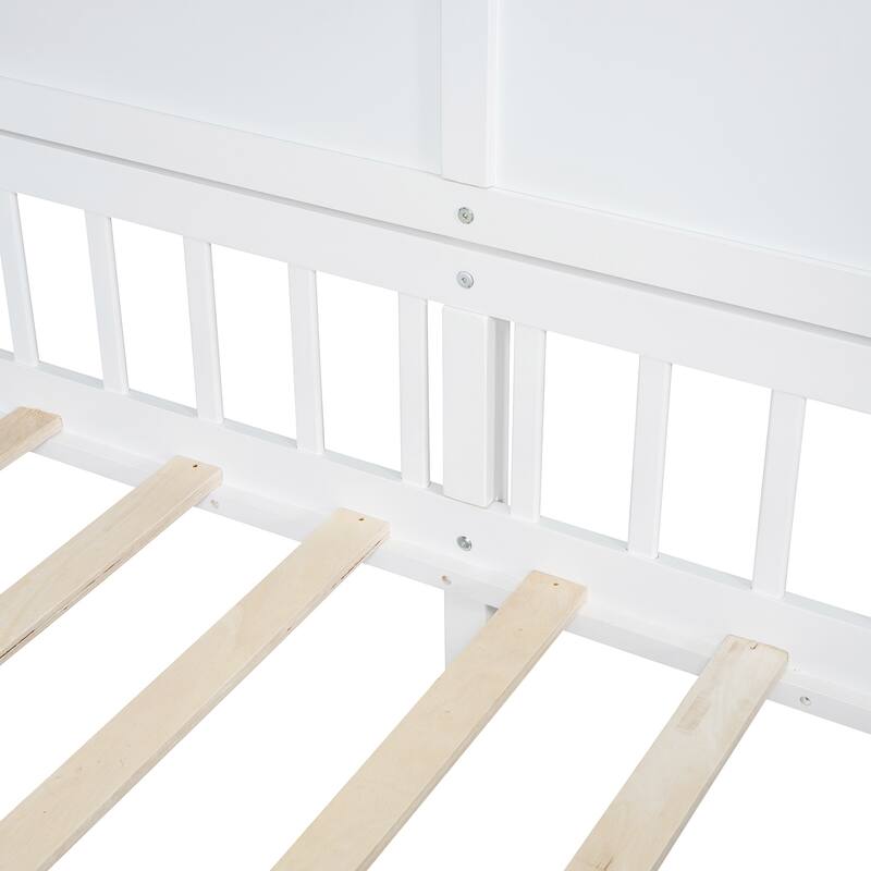 Twin Kids House Bed with Shelves Window & Sparkling Light Strip