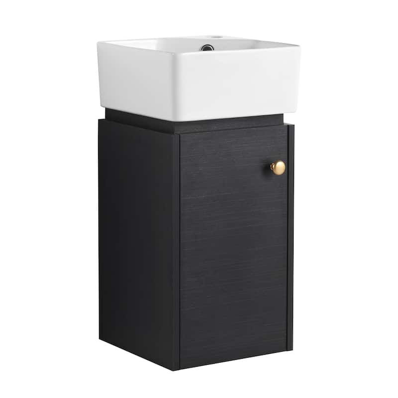 Bathroom Vanity with Sink 12 Inch,Bathroom Vanit,Soft Close Door,Small Bathroom Vanity with Sink,12 inch L X12inch W X24.1inch H - Black