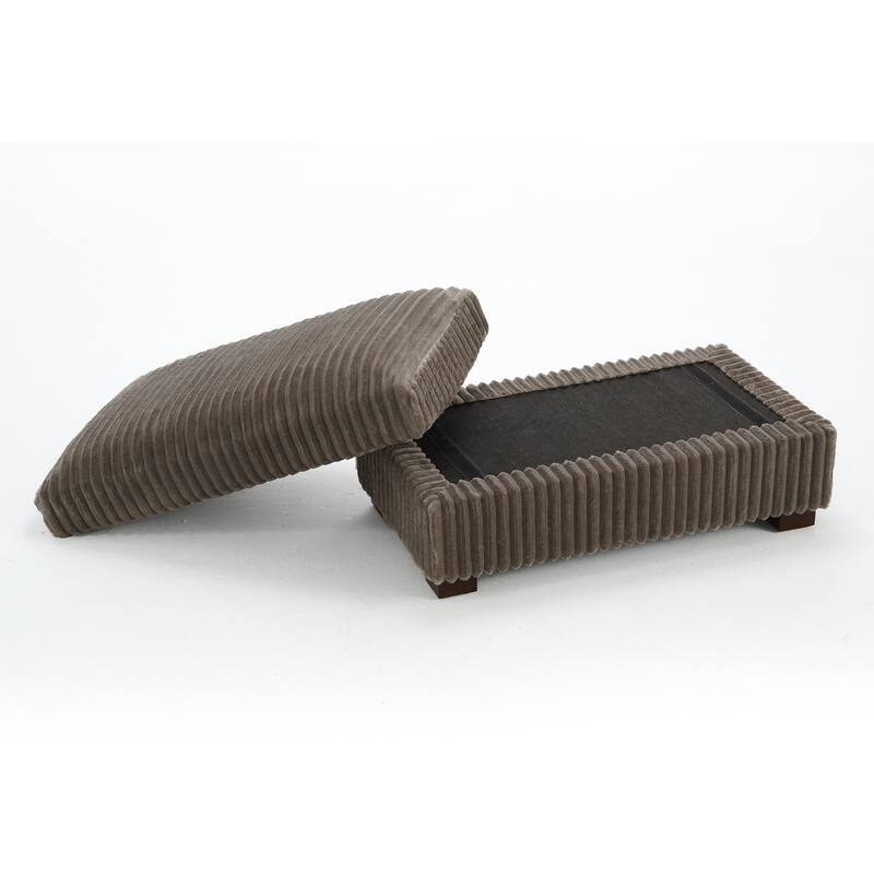 40" Oversized Plush Flannel Upholstered Ottoman Footstool Set of 2