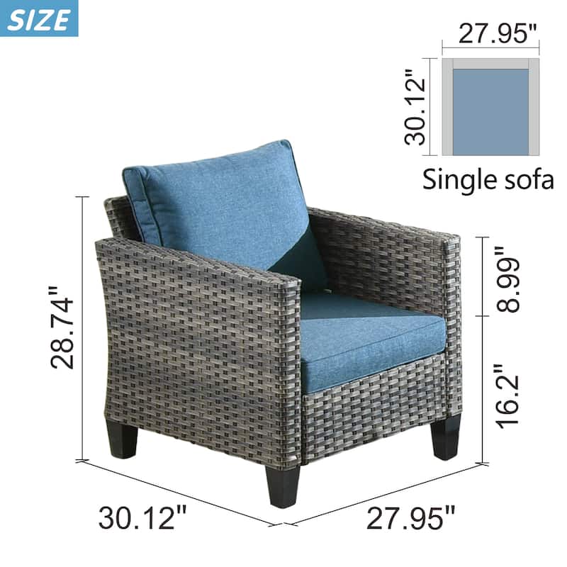 OVIOS Outdoor Patio Wicker Conversation Chairs Set