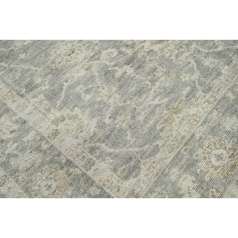 Hand Knotted Turkish Oushak Gray Wool Traditional Oriental Area Rug