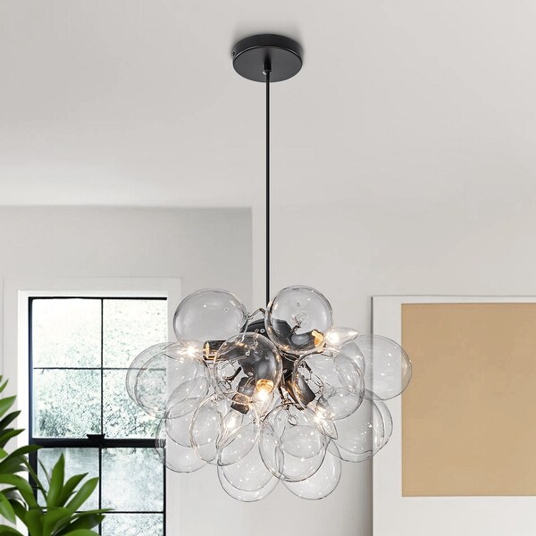 Starsky 6- Light 12in. Modern Glam Glass Bubble Chandelier with 19