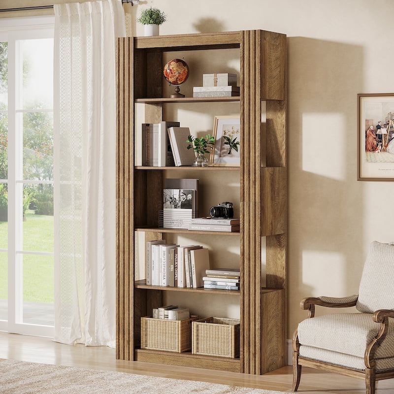 5-Tier Open Bookcase Bookshelf Floor Standing Wood Display Shelves