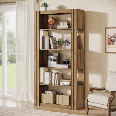 5-Tier Open Bookcase Bookshelf Floor Standing Wood Display Shelves