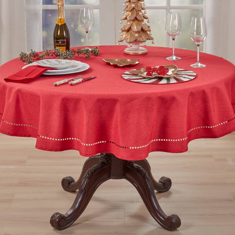 Solid Textured Tablecloth with Clean Drape, Minimal Decorative Edge, and Versatile Styling for Dining and Entertaining