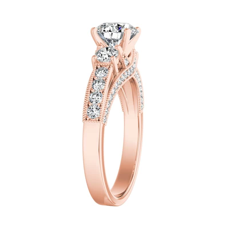 Auriya 14k Gold Vintage 3-Stone Round Diamond Engagement Ring 1 1/6ctw (G-H, VS1-VS2)