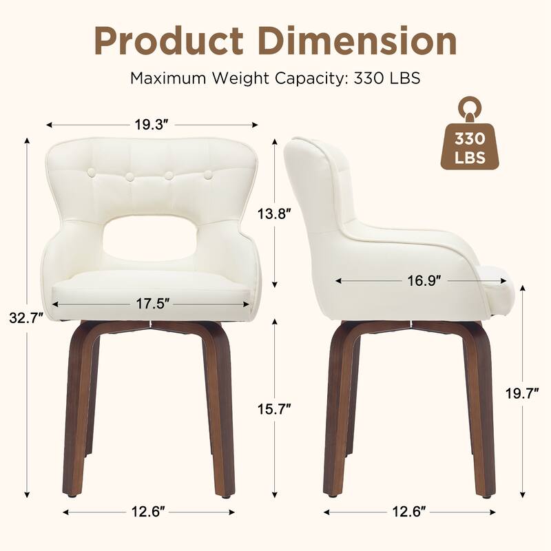 Bentwood Swivel Dining Chairs Set of 2/4/6, Faux Leather Upholstered Chairs Kitchen Chairs