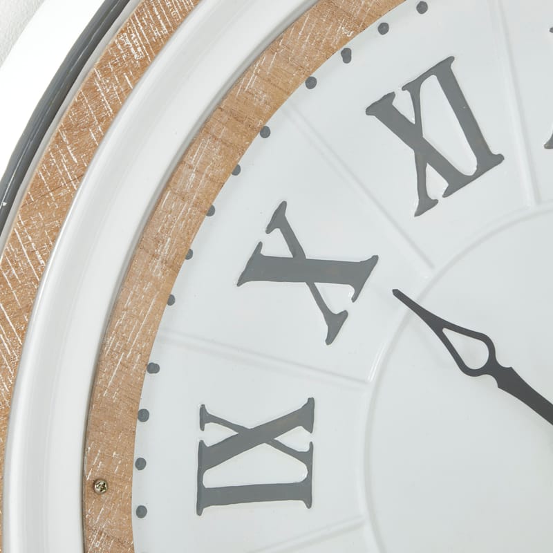 Metal Wall Clock - White - Roche River Decor - 3"W x 24"L x 24"H