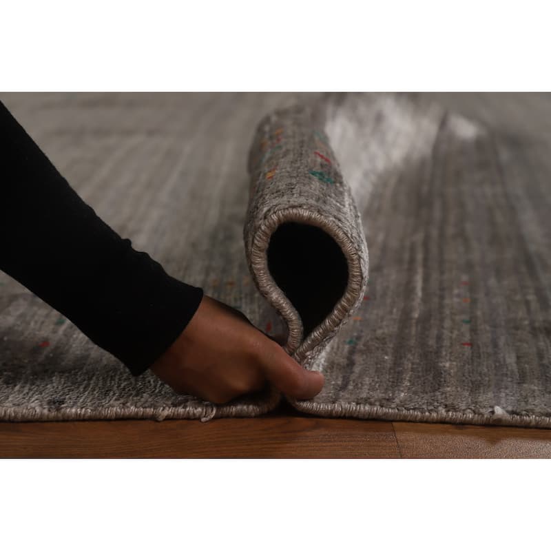 Hand Knotted Oriental 100% Wool Carpet Tribal Tribal Greys & Charcoal Gabbeh Area Rug - 11' 4'' X 8' 11''
