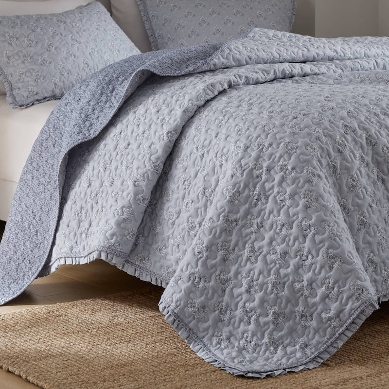 Madison ParK Linwood 3 Piece Ruffle Printed Quilt Set