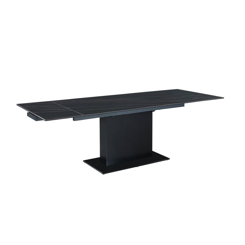 Somette Katana Extendable Marbleized Sintered Stone Dining Set