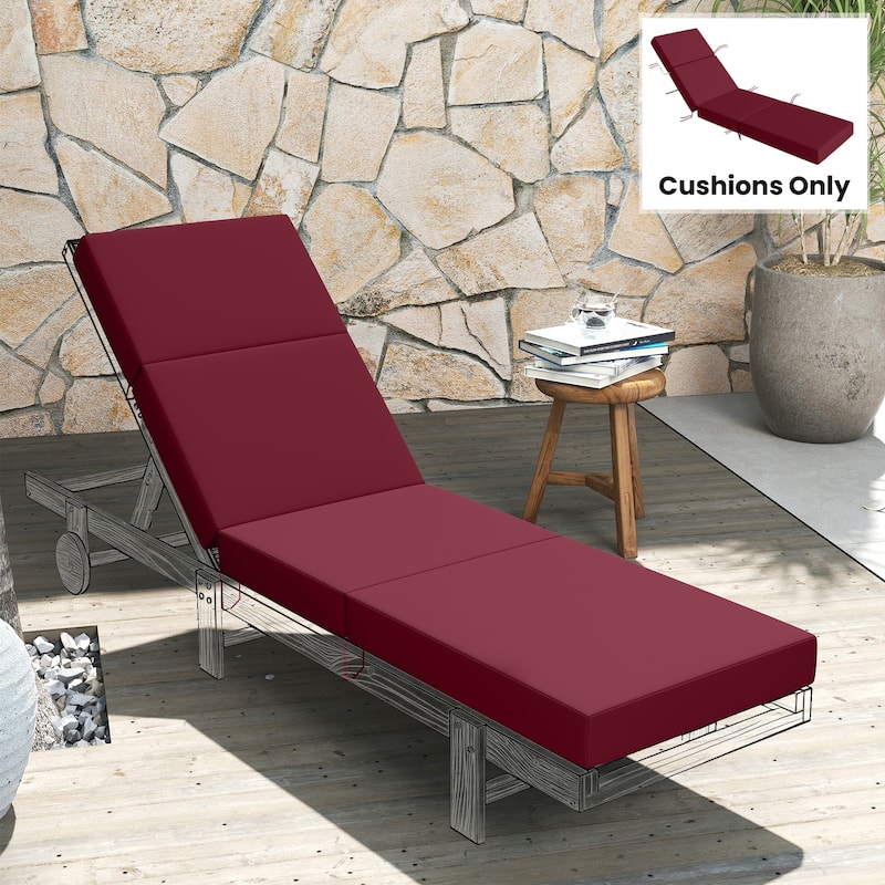 Outsunny Chaise Lounge Cushion, 4" Thick Outdoor Lounge Chair Cushion with Non-Slip Ties