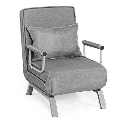 Sofa Bed Folding Arm Chair Sleeper Recliner Full Padded Couch Gray - 31" x 33"