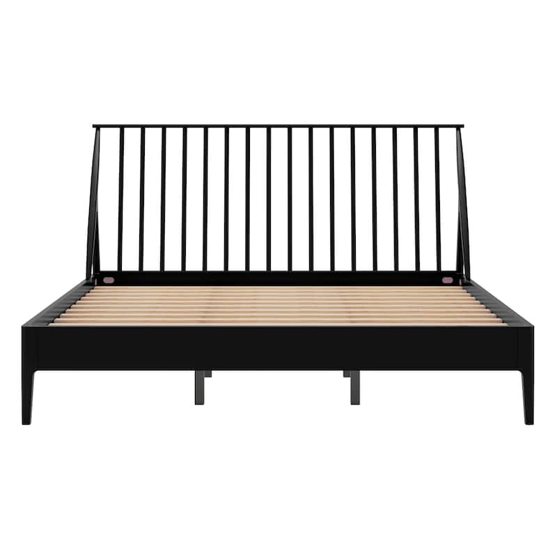 Modern Boho Bamboo Bed Frame with Metal Support by Harper&Bright Designs
