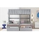 preview thumbnail 5 of 11, Gray Twin Solid Wood House Platform Beds with Drawers