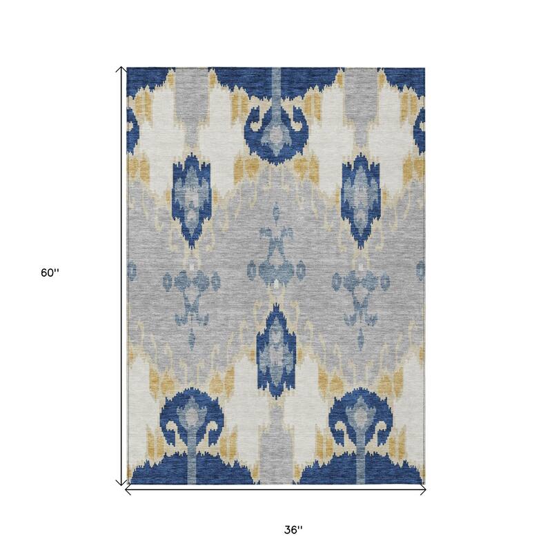 HomeRoots Ikat Transitional Rectangle Outdoor Rug