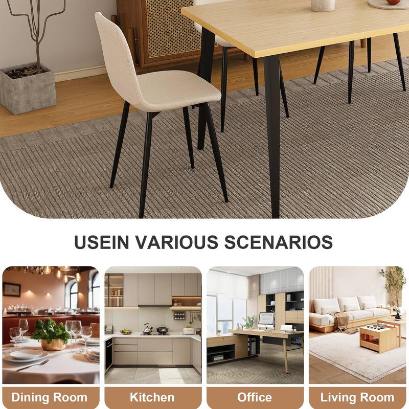 Modern Knit Fabric Dining Chairs, Kitchen Side Chairs with Comfortable Cushions and Adjustable Feet, for Dining Rooms, Set of 4