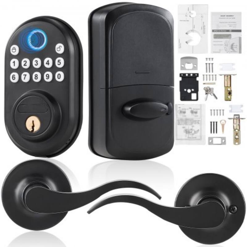 Aluminum Fingerprint Door Lock with Keypad and Constant Unlock - 4.8 x 2.8 inches