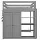 preview thumbnail 3 of 11, Grey Full Size Loft Bed with Built-in Wardrobe and Storage Shelves,LED Design